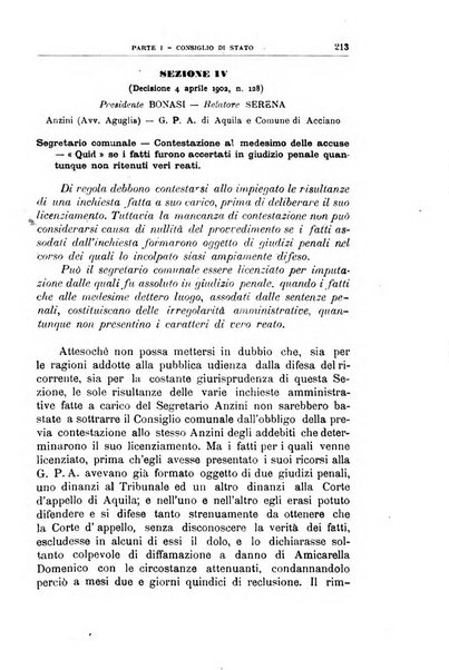 La giustizia amministrativa raccolta di decisioni e pareri del Consiglio di Stato, decisioni della Corte dei conti, sentenze della Cassazione di Roma, e decisioni delle Giunte provinciali amministrative