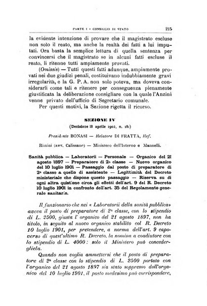 La giustizia amministrativa raccolta di decisioni e pareri del Consiglio di Stato, decisioni della Corte dei conti, sentenze della Cassazione di Roma, e decisioni delle Giunte provinciali amministrative