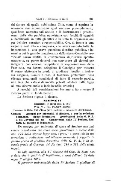 La giustizia amministrativa raccolta di decisioni e pareri del Consiglio di Stato, decisioni della Corte dei conti, sentenze della Cassazione di Roma, e decisioni delle Giunte provinciali amministrative