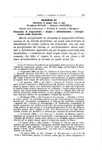 La giustizia amministrativa raccolta di decisioni e pareri del Consiglio di Stato, decisioni della Corte dei conti, sentenze della Cassazione di Roma, e decisioni delle Giunte provinciali amministrative