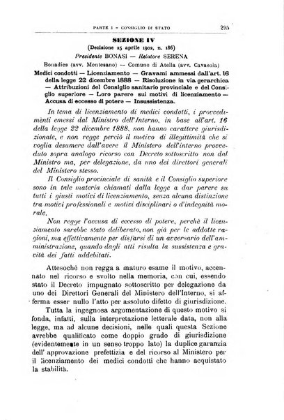 La giustizia amministrativa raccolta di decisioni e pareri del Consiglio di Stato, decisioni della Corte dei conti, sentenze della Cassazione di Roma, e decisioni delle Giunte provinciali amministrative