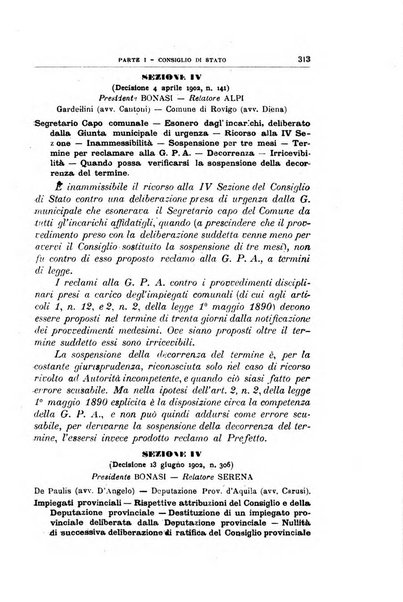 La giustizia amministrativa raccolta di decisioni e pareri del Consiglio di Stato, decisioni della Corte dei conti, sentenze della Cassazione di Roma, e decisioni delle Giunte provinciali amministrative