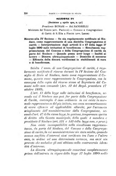 La giustizia amministrativa raccolta di decisioni e pareri del Consiglio di Stato, decisioni della Corte dei conti, sentenze della Cassazione di Roma, e decisioni delle Giunte provinciali amministrative