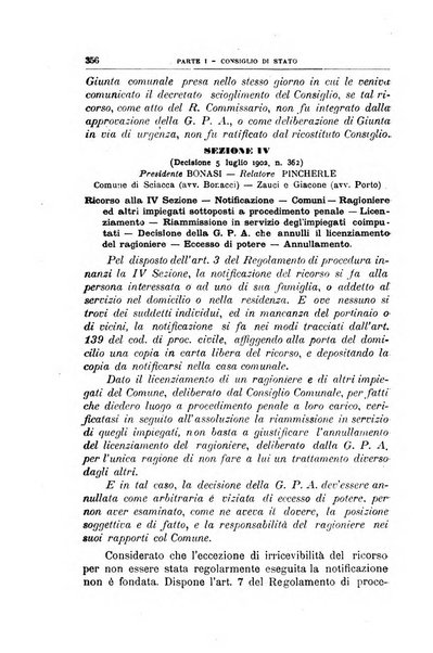 La giustizia amministrativa raccolta di decisioni e pareri del Consiglio di Stato, decisioni della Corte dei conti, sentenze della Cassazione di Roma, e decisioni delle Giunte provinciali amministrative