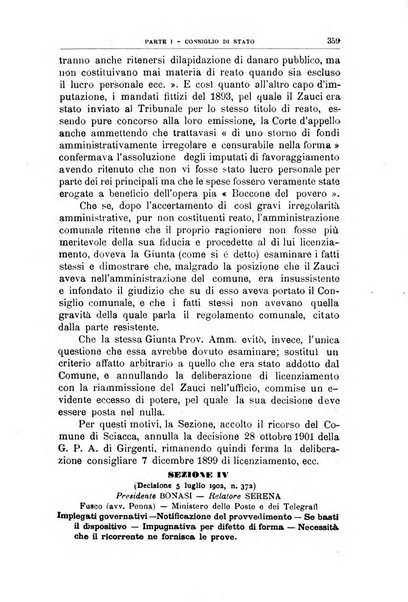 La giustizia amministrativa raccolta di decisioni e pareri del Consiglio di Stato, decisioni della Corte dei conti, sentenze della Cassazione di Roma, e decisioni delle Giunte provinciali amministrative