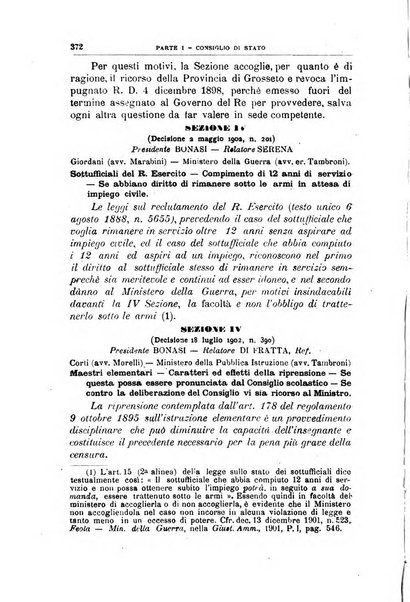 La giustizia amministrativa raccolta di decisioni e pareri del Consiglio di Stato, decisioni della Corte dei conti, sentenze della Cassazione di Roma, e decisioni delle Giunte provinciali amministrative