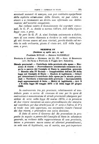 La giustizia amministrativa raccolta di decisioni e pareri del Consiglio di Stato, decisioni della Corte dei conti, sentenze della Cassazione di Roma, e decisioni delle Giunte provinciali amministrative