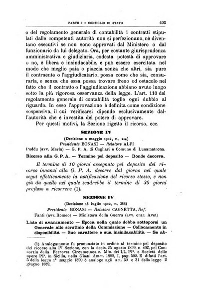 La giustizia amministrativa raccolta di decisioni e pareri del Consiglio di Stato, decisioni della Corte dei conti, sentenze della Cassazione di Roma, e decisioni delle Giunte provinciali amministrative