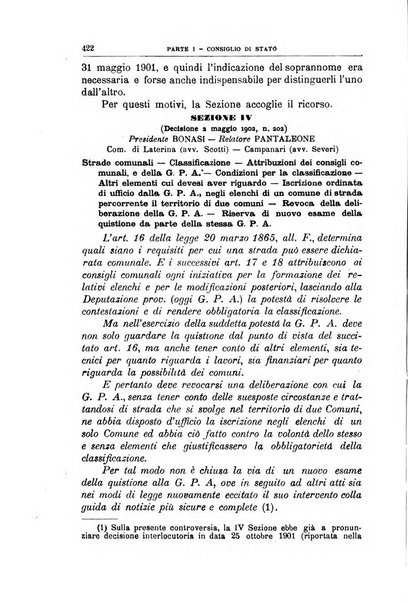 La giustizia amministrativa raccolta di decisioni e pareri del Consiglio di Stato, decisioni della Corte dei conti, sentenze della Cassazione di Roma, e decisioni delle Giunte provinciali amministrative