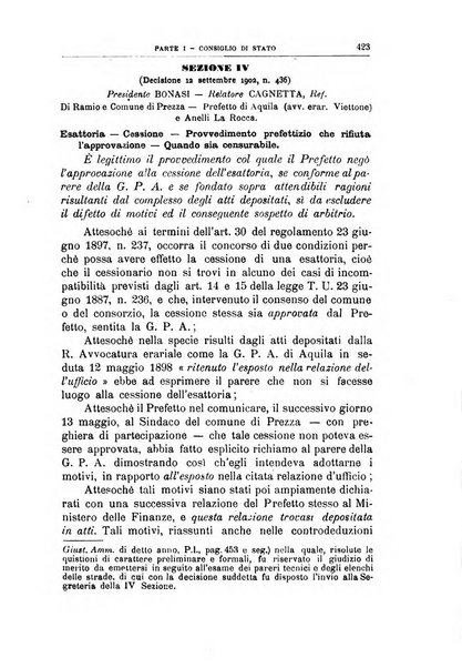 La giustizia amministrativa raccolta di decisioni e pareri del Consiglio di Stato, decisioni della Corte dei conti, sentenze della Cassazione di Roma, e decisioni delle Giunte provinciali amministrative