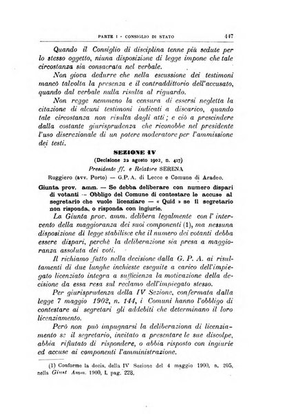 La giustizia amministrativa raccolta di decisioni e pareri del Consiglio di Stato, decisioni della Corte dei conti, sentenze della Cassazione di Roma, e decisioni delle Giunte provinciali amministrative