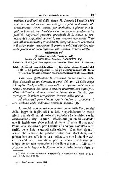 La giustizia amministrativa raccolta di decisioni e pareri del Consiglio di Stato, decisioni della Corte dei conti, sentenze della Cassazione di Roma, e decisioni delle Giunte provinciali amministrative