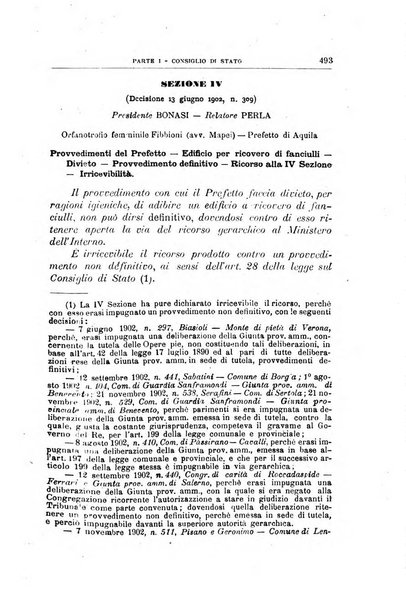 La giustizia amministrativa raccolta di decisioni e pareri del Consiglio di Stato, decisioni della Corte dei conti, sentenze della Cassazione di Roma, e decisioni delle Giunte provinciali amministrative