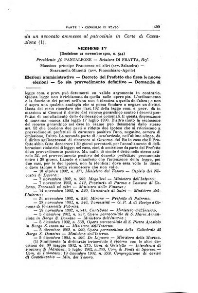 La giustizia amministrativa raccolta di decisioni e pareri del Consiglio di Stato, decisioni della Corte dei conti, sentenze della Cassazione di Roma, e decisioni delle Giunte provinciali amministrative