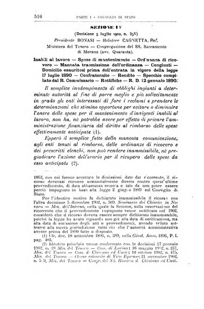 La giustizia amministrativa raccolta di decisioni e pareri del Consiglio di Stato, decisioni della Corte dei conti, sentenze della Cassazione di Roma, e decisioni delle Giunte provinciali amministrative