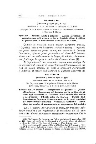 La giustizia amministrativa raccolta di decisioni e pareri del Consiglio di Stato, decisioni della Corte dei conti, sentenze della Cassazione di Roma, e decisioni delle Giunte provinciali amministrative