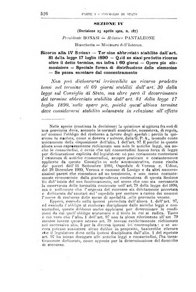 La giustizia amministrativa raccolta di decisioni e pareri del Consiglio di Stato, decisioni della Corte dei conti, sentenze della Cassazione di Roma, e decisioni delle Giunte provinciali amministrative