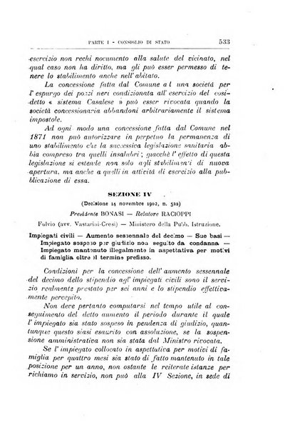 La giustizia amministrativa raccolta di decisioni e pareri del Consiglio di Stato, decisioni della Corte dei conti, sentenze della Cassazione di Roma, e decisioni delle Giunte provinciali amministrative