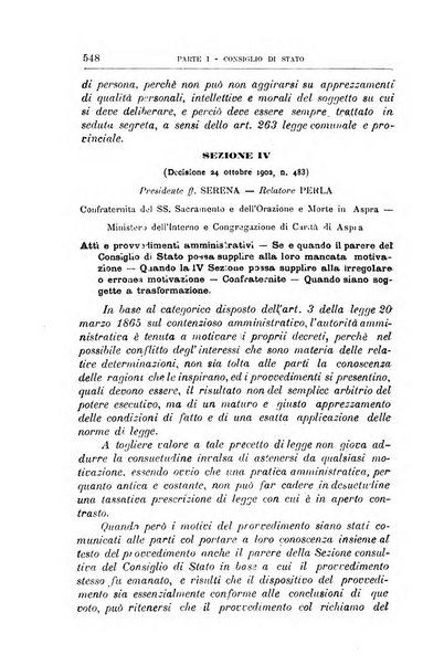 La giustizia amministrativa raccolta di decisioni e pareri del Consiglio di Stato, decisioni della Corte dei conti, sentenze della Cassazione di Roma, e decisioni delle Giunte provinciali amministrative