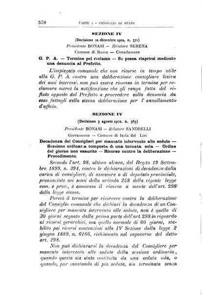 La giustizia amministrativa raccolta di decisioni e pareri del Consiglio di Stato, decisioni della Corte dei conti, sentenze della Cassazione di Roma, e decisioni delle Giunte provinciali amministrative