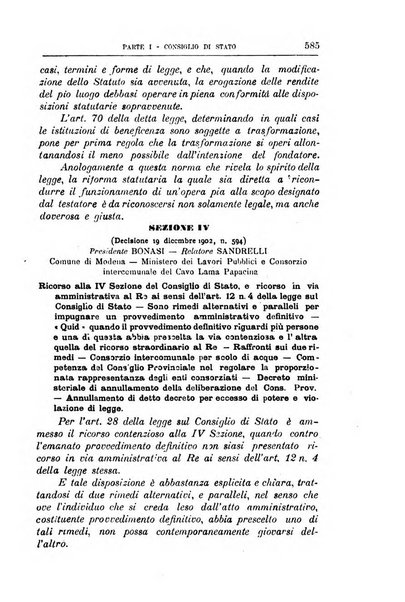 La giustizia amministrativa raccolta di decisioni e pareri del Consiglio di Stato, decisioni della Corte dei conti, sentenze della Cassazione di Roma, e decisioni delle Giunte provinciali amministrative