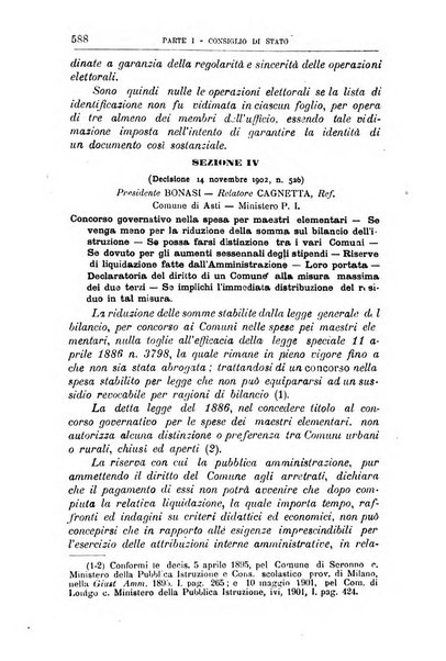 La giustizia amministrativa raccolta di decisioni e pareri del Consiglio di Stato, decisioni della Corte dei conti, sentenze della Cassazione di Roma, e decisioni delle Giunte provinciali amministrative