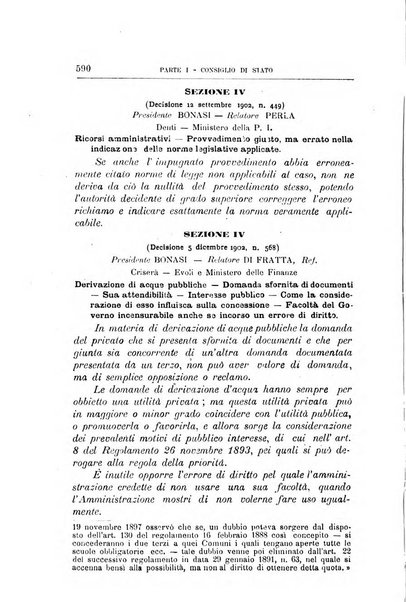 La giustizia amministrativa raccolta di decisioni e pareri del Consiglio di Stato, decisioni della Corte dei conti, sentenze della Cassazione di Roma, e decisioni delle Giunte provinciali amministrative