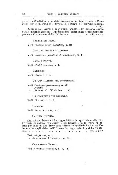 La giustizia amministrativa raccolta di decisioni e pareri del Consiglio di Stato, decisioni della Corte dei conti, sentenze della Cassazione di Roma, e decisioni delle Giunte provinciali amministrative