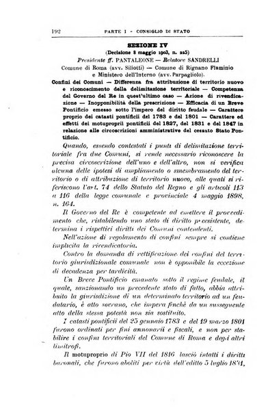 La giustizia amministrativa raccolta di decisioni e pareri del Consiglio di Stato, decisioni della Corte dei conti, sentenze della Cassazione di Roma, e decisioni delle Giunte provinciali amministrative