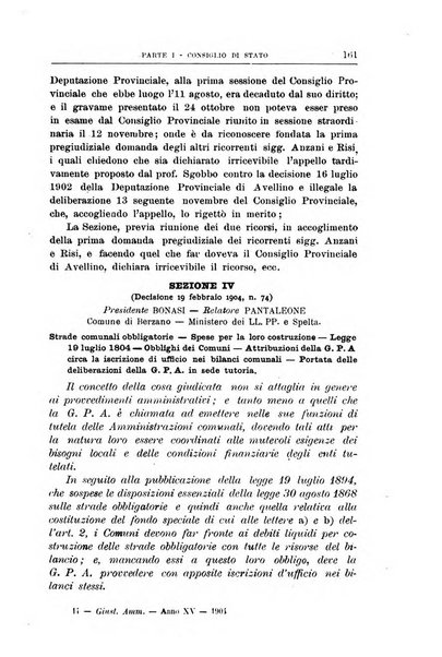 La giustizia amministrativa raccolta di decisioni e pareri del Consiglio di Stato, decisioni della Corte dei conti, sentenze della Cassazione di Roma, e decisioni delle Giunte provinciali amministrative