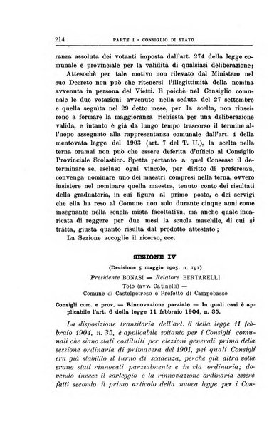 La giustizia amministrativa raccolta di decisioni e pareri del Consiglio di Stato, decisioni della Corte dei conti, sentenze della Cassazione di Roma, e decisioni delle Giunte provinciali amministrative