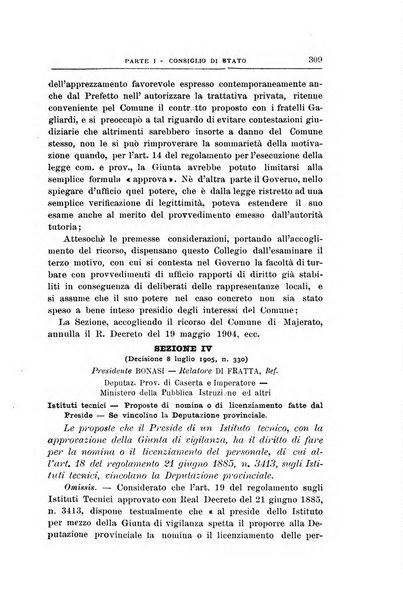 La giustizia amministrativa raccolta di decisioni e pareri del Consiglio di Stato, decisioni della Corte dei conti, sentenze della Cassazione di Roma, e decisioni delle Giunte provinciali amministrative