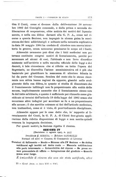 La giustizia amministrativa raccolta di decisioni e pareri del Consiglio di Stato, decisioni della Corte dei conti, sentenze della Cassazione di Roma, e decisioni delle Giunte provinciali amministrative