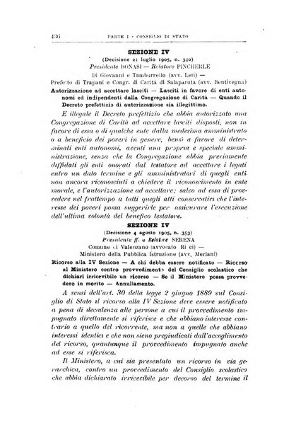 La giustizia amministrativa raccolta di decisioni e pareri del Consiglio di Stato, decisioni della Corte dei conti, sentenze della Cassazione di Roma, e decisioni delle Giunte provinciali amministrative