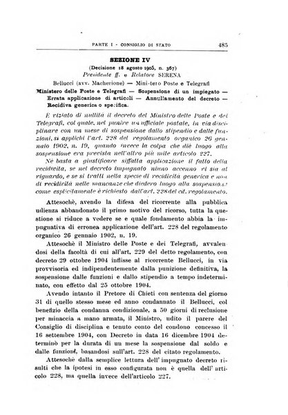 La giustizia amministrativa raccolta di decisioni e pareri del Consiglio di Stato, decisioni della Corte dei conti, sentenze della Cassazione di Roma, e decisioni delle Giunte provinciali amministrative