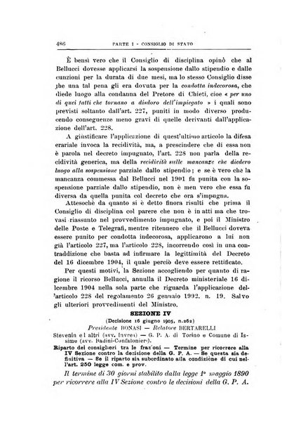 La giustizia amministrativa raccolta di decisioni e pareri del Consiglio di Stato, decisioni della Corte dei conti, sentenze della Cassazione di Roma, e decisioni delle Giunte provinciali amministrative