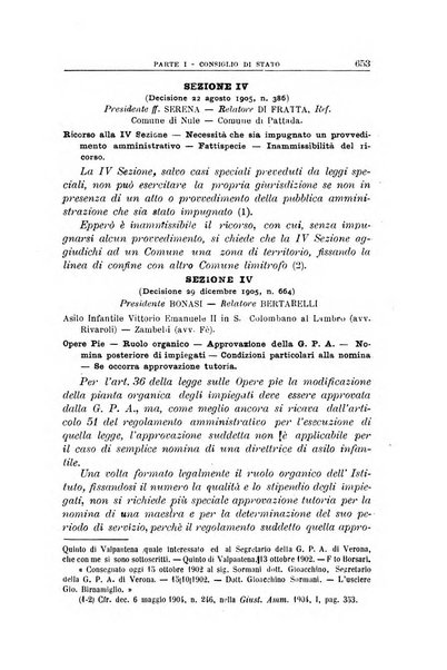 La giustizia amministrativa raccolta di decisioni e pareri del Consiglio di Stato, decisioni della Corte dei conti, sentenze della Cassazione di Roma, e decisioni delle Giunte provinciali amministrative