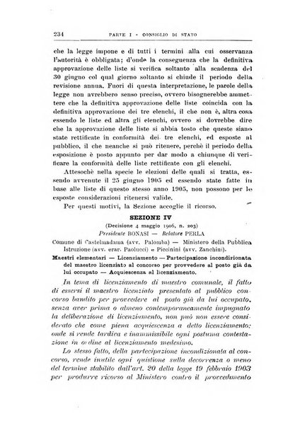 La giustizia amministrativa raccolta di decisioni e pareri del Consiglio di Stato, decisioni della Corte dei conti, sentenze della Cassazione di Roma, e decisioni delle Giunte provinciali amministrative