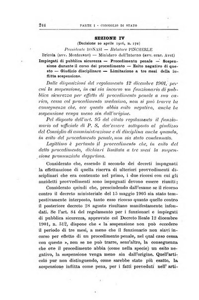 La giustizia amministrativa raccolta di decisioni e pareri del Consiglio di Stato, decisioni della Corte dei conti, sentenze della Cassazione di Roma, e decisioni delle Giunte provinciali amministrative