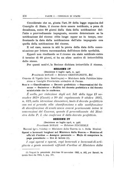 La giustizia amministrativa raccolta di decisioni e pareri del Consiglio di Stato, decisioni della Corte dei conti, sentenze della Cassazione di Roma, e decisioni delle Giunte provinciali amministrative