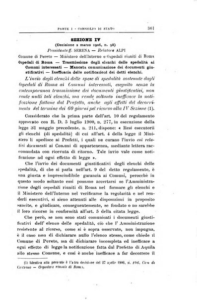 La giustizia amministrativa raccolta di decisioni e pareri del Consiglio di Stato, decisioni della Corte dei conti, sentenze della Cassazione di Roma, e decisioni delle Giunte provinciali amministrative