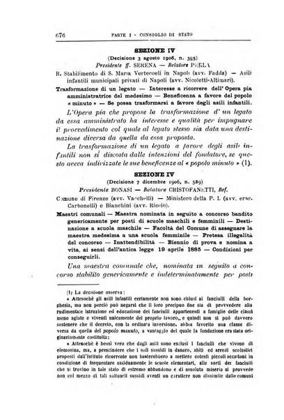 La giustizia amministrativa raccolta di decisioni e pareri del Consiglio di Stato, decisioni della Corte dei conti, sentenze della Cassazione di Roma, e decisioni delle Giunte provinciali amministrative