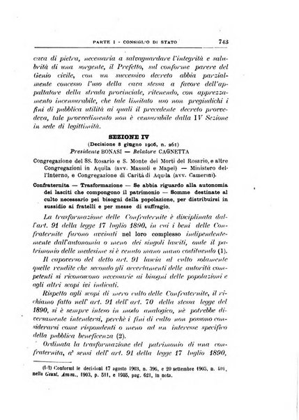 La giustizia amministrativa raccolta di decisioni e pareri del Consiglio di Stato, decisioni della Corte dei conti, sentenze della Cassazione di Roma, e decisioni delle Giunte provinciali amministrative