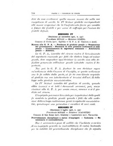 La giustizia amministrativa raccolta di decisioni e pareri del Consiglio di Stato, decisioni della Corte dei conti, sentenze della Cassazione di Roma, e decisioni delle Giunte provinciali amministrative