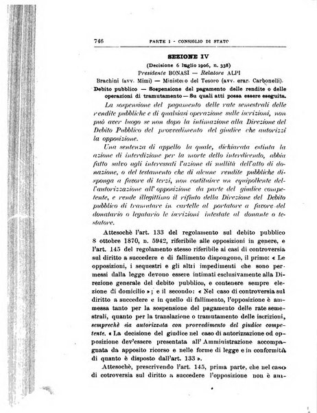 La giustizia amministrativa raccolta di decisioni e pareri del Consiglio di Stato, decisioni della Corte dei conti, sentenze della Cassazione di Roma, e decisioni delle Giunte provinciali amministrative