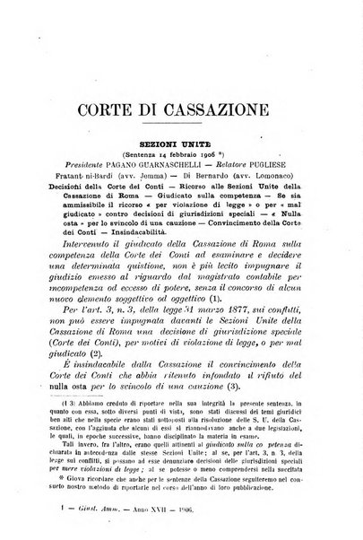 La giustizia amministrativa raccolta di decisioni e pareri del Consiglio di Stato, decisioni della Corte dei conti, sentenze della Cassazione di Roma, e decisioni delle Giunte provinciali amministrative