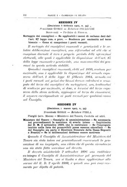 La giustizia amministrativa raccolta di decisioni e pareri del Consiglio di Stato, decisioni della Corte dei conti, sentenze della Cassazione di Roma, e decisioni delle Giunte provinciali amministrative