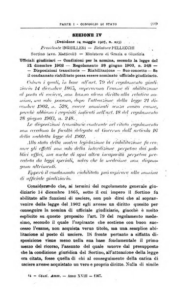 La giustizia amministrativa raccolta di decisioni e pareri del Consiglio di Stato, decisioni della Corte dei conti, sentenze della Cassazione di Roma, e decisioni delle Giunte provinciali amministrative