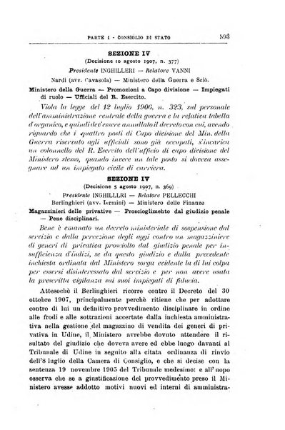 La giustizia amministrativa raccolta di decisioni e pareri del Consiglio di Stato, decisioni della Corte dei conti, sentenze della Cassazione di Roma, e decisioni delle Giunte provinciali amministrative