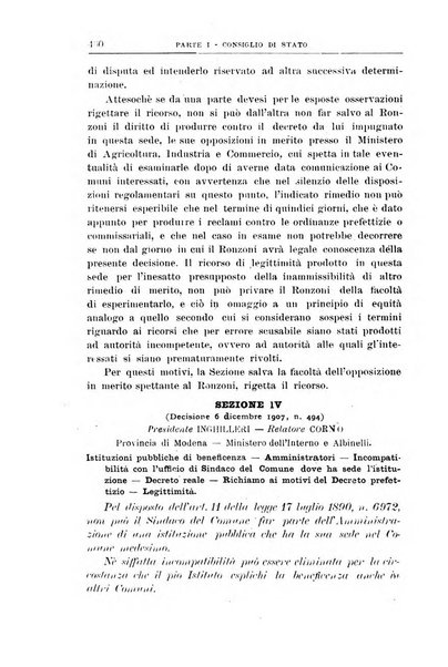 La giustizia amministrativa raccolta di decisioni e pareri del Consiglio di Stato, decisioni della Corte dei conti, sentenze della Cassazione di Roma, e decisioni delle Giunte provinciali amministrative